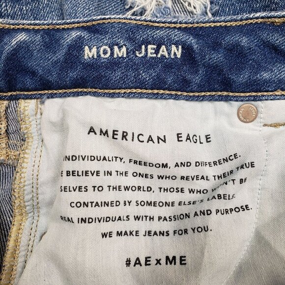 American Eagle Mom Jeans Womens 0 Distressed Ripped High Rise Stretch - Picture 10 of 11